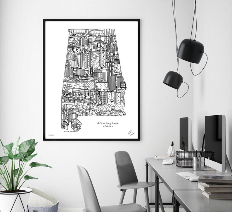 Birmingham Alabama Wall Art Birmingham Skyline Print UAB Etsy
