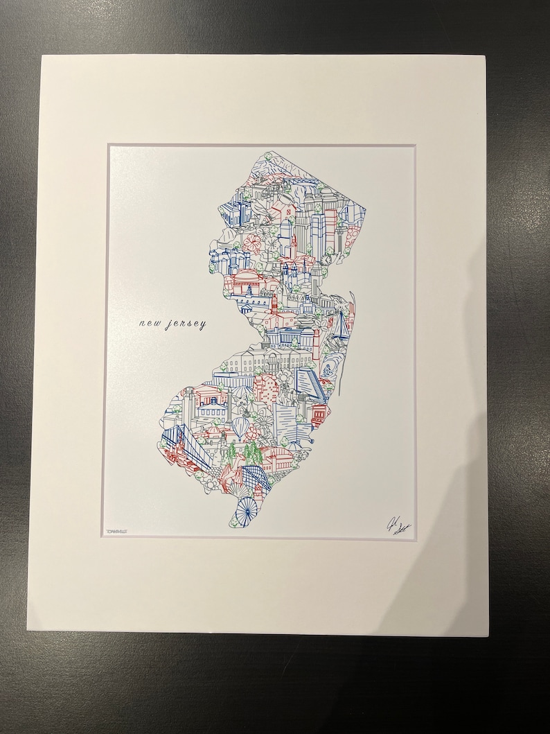 New Jersey Wall Art New Jersey Art Map Print Souvenir Gift Etsy