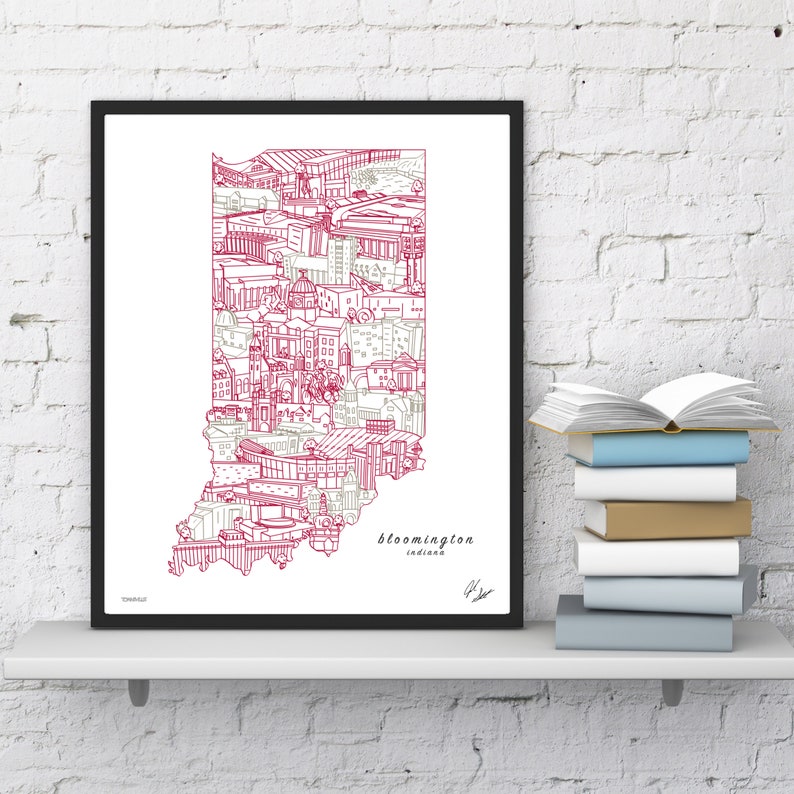Bloomington Indiana Wall Art Bloomington Skyline Print IU Etsy