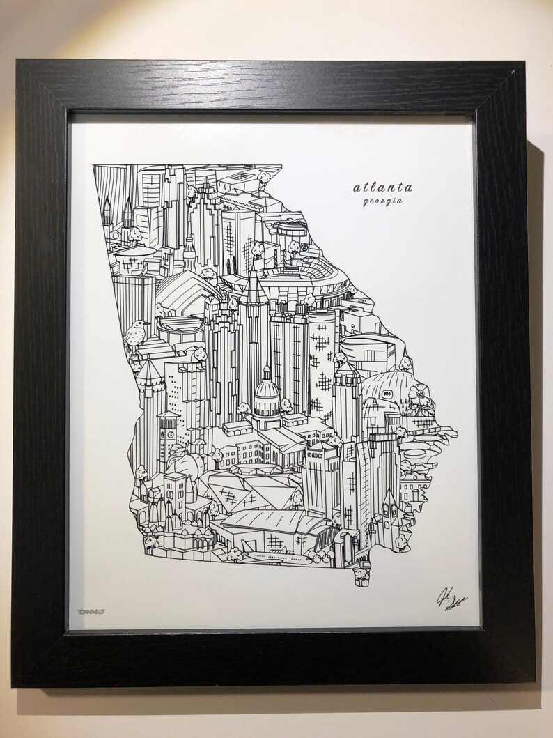 Atlanta Wall Art Atlanta GA Skyline Print Etsy