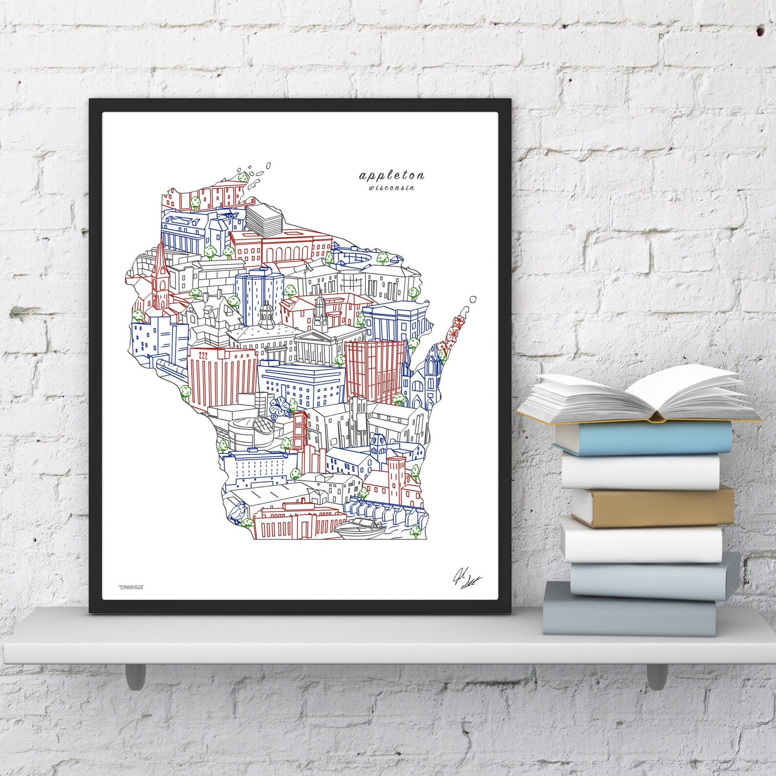 Appleton Wisconsin Wall Art Appleton Skyline Print Etsy