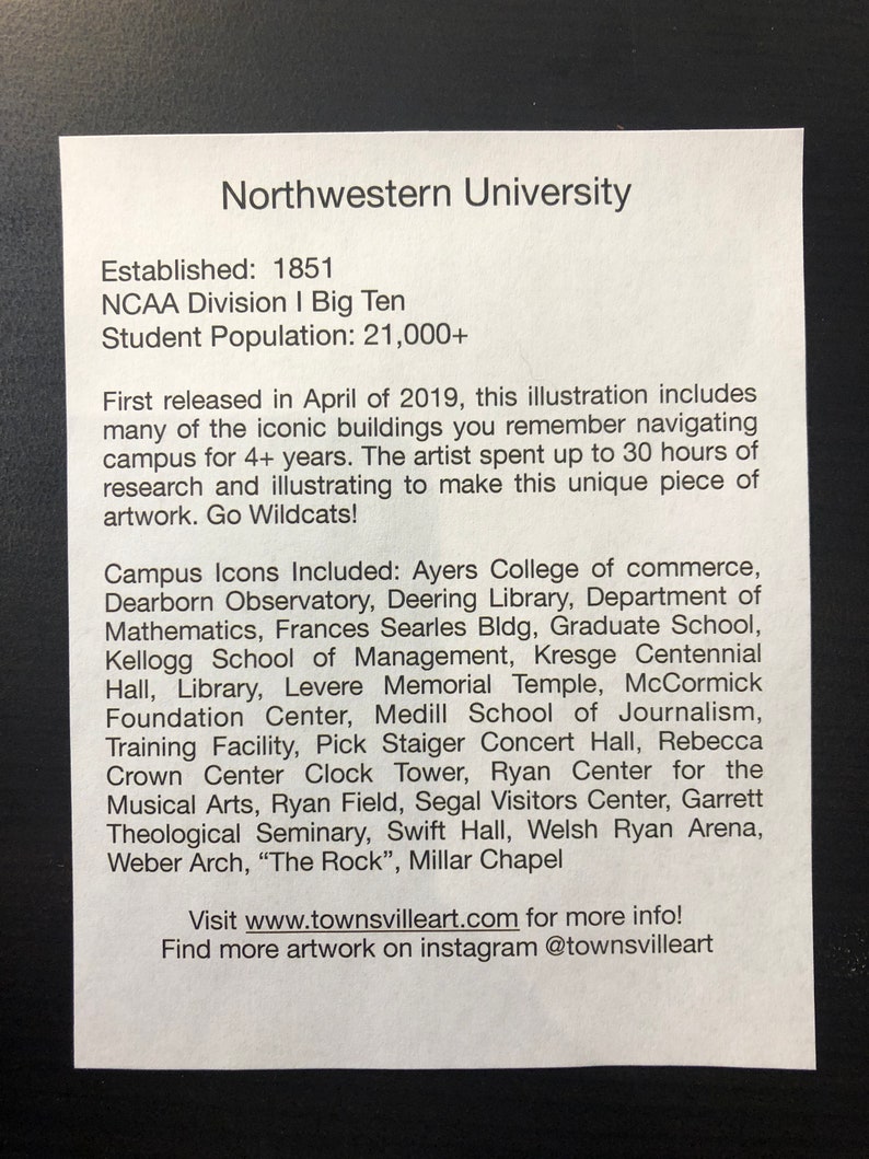 Northwestern University Campus Landmarks Art Print Etsy