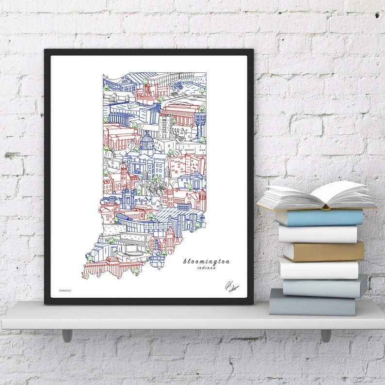 Bloomington Indiana Wall Art Bloomington Skyline Print IU Etsy