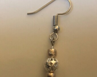 Indian style unusual gold and silver hook earring