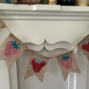 Strawberry Garland Bunting Banner Burlap