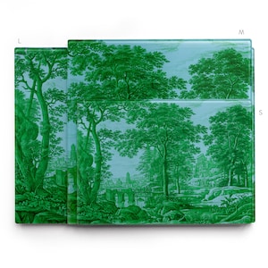 Vintage style glass chopping boards, worktop protector, serving platter (green & blue); different sizes