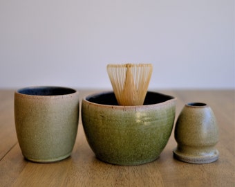 Matcha Ceremonial Tea Set, Chawan Bowl, Handmade Ceramic Cup