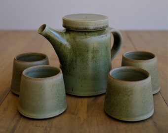 Stoneware Teapot with Cups, 24 ounce, Tea Cup Set