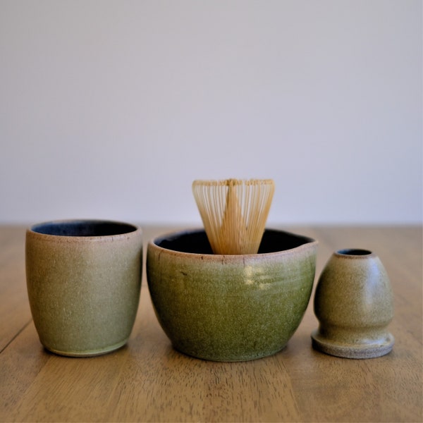 Matcha Ceremonial Tea Set, Chawan Bowl, Handmade Ceramic Cup