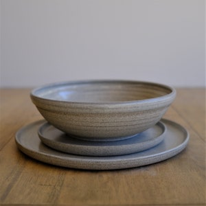 Modern Stoneware, 4 Piece Dinner Set, Beautiful Handmade Pottery 3 pc setting