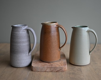 Handmade Stoneware jug, Ceramic pitcher with 30 oz (1 litre) volume