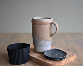 Taza de viaje de cerámica, 16 oz, grabado personalizado
