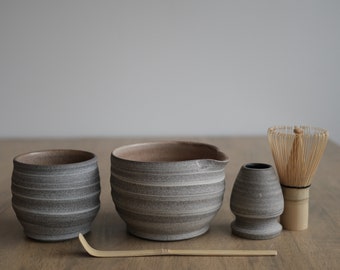 Handmade Matcha Tea Set, Chawan Bowl, Whisk, Spoon, Canadian Craft