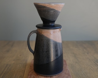 Ceramic Pourover Set, Coffee Dripper, Stoneware Jug, Coffee Pot