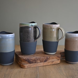 Ceramic travel mug, 16oz, Travel Mug with Handle, Handmade Mugs