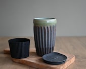 Ceramic travel mug, Custom Engraving, MADE TO ORDER