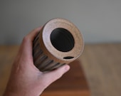Splash Proof Travel Mug with Sip Hole, Ceramic Coffee Tumbler, Handmade Pottery