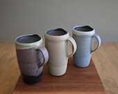 Ceramic Travel Mug with Handle, 16 oz volume, Handmade Stoneware Pottery