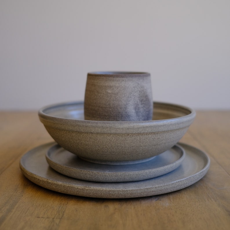 Modern Stoneware, 4 Piece Dinner Set, Beautiful Handmade Pottery image 2