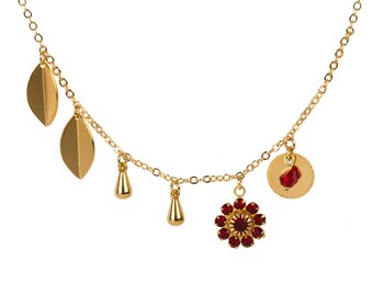 Golden charms with Vintage Swarovski necklace
