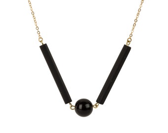 Short Black Necklace with Vintage Tube Beads & Onyx – Mon Carrousel Jewelry