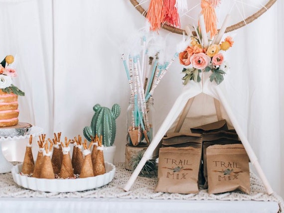 boho baby shower table decor