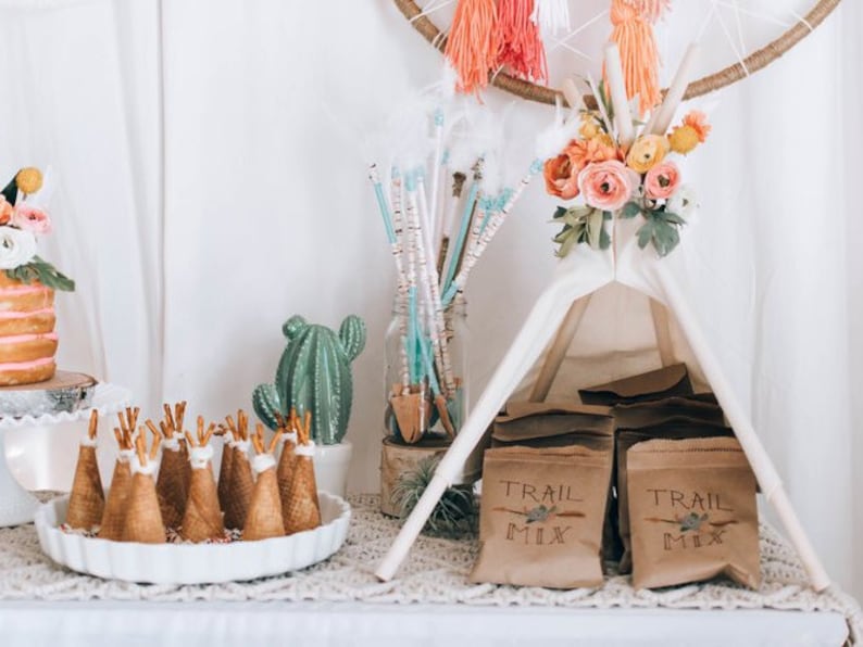 Teepee boho baby shower table decoration centerpiece handmade teepee decoration image 1