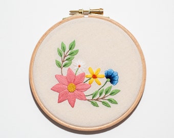 Summer Floral Embroidered Design, Embroidery Artwork, Floral Embroidery