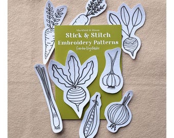 Vegetable Garden Embroidery Stick and Stitch Patches: DIY Food Embroidery