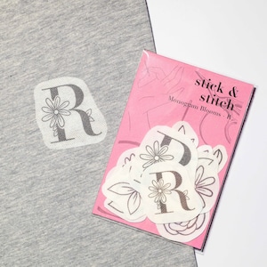 Floral Stick & Stitch, Monogram Blooms, Embroidery Transfer Patches, Floral Embroider, DIY Embroidery