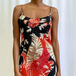 Vintage slip dress/ floral midi dress