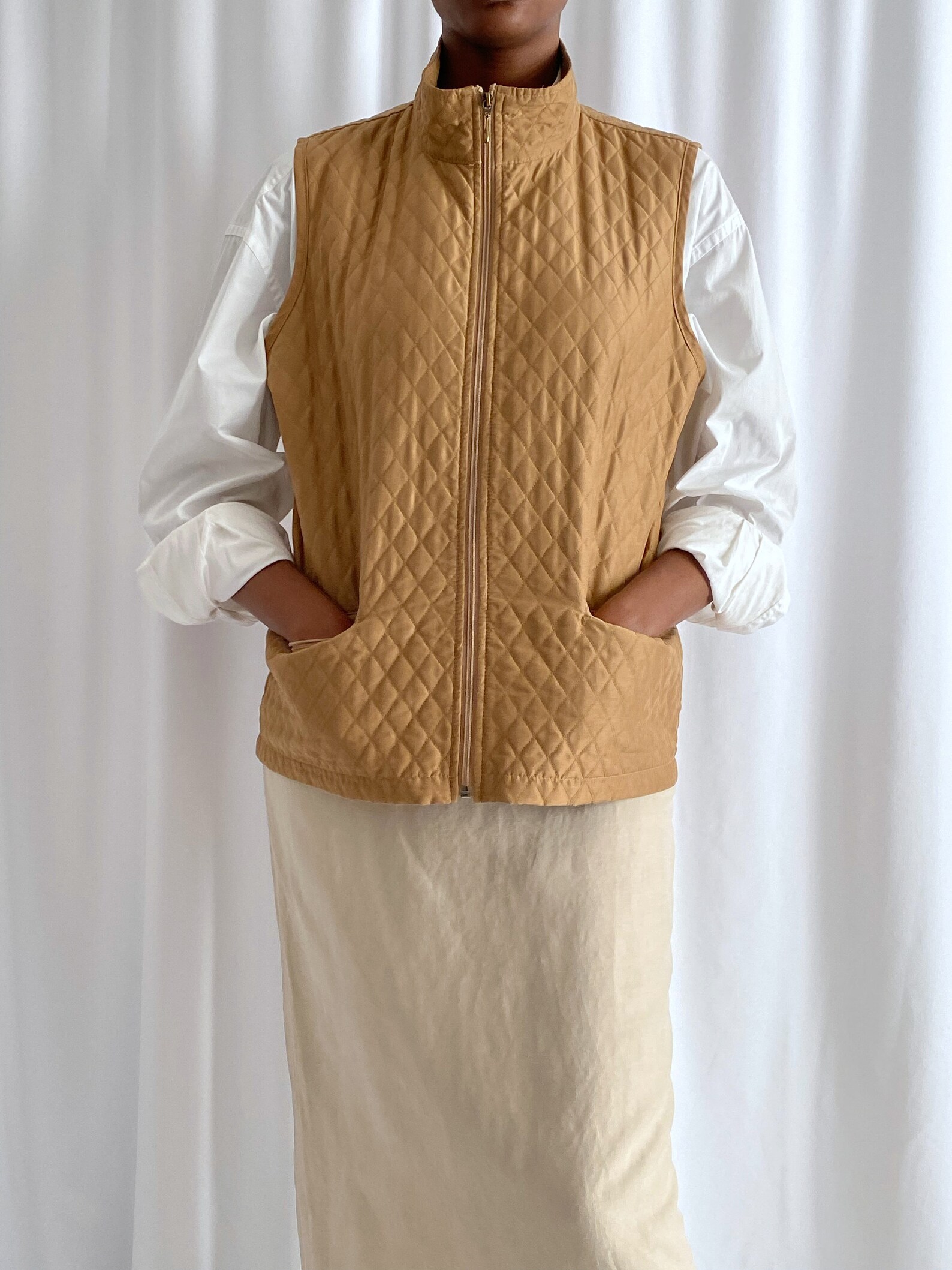 Beige Textured Halter Vest