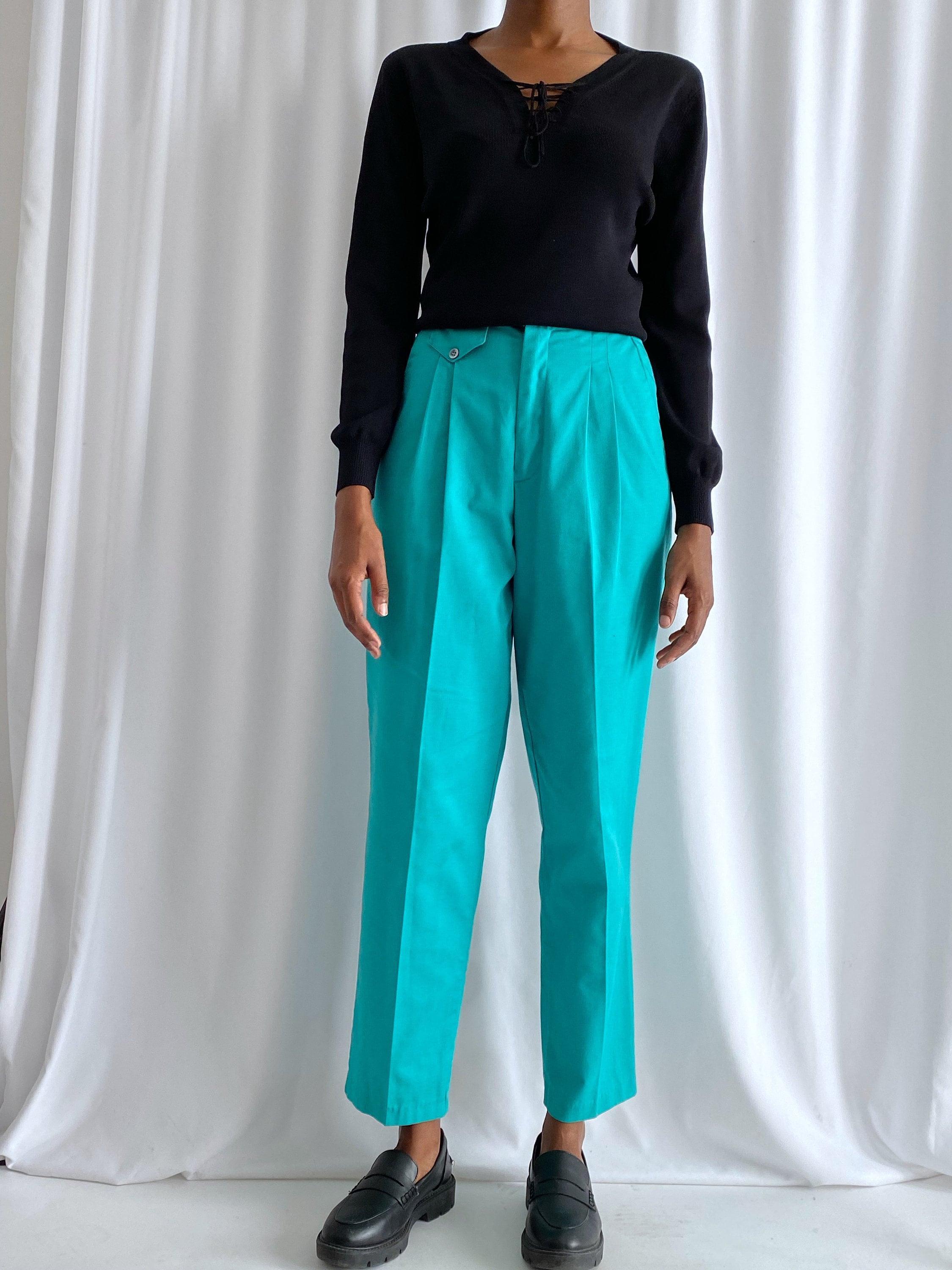 Turquoise high waist trousers