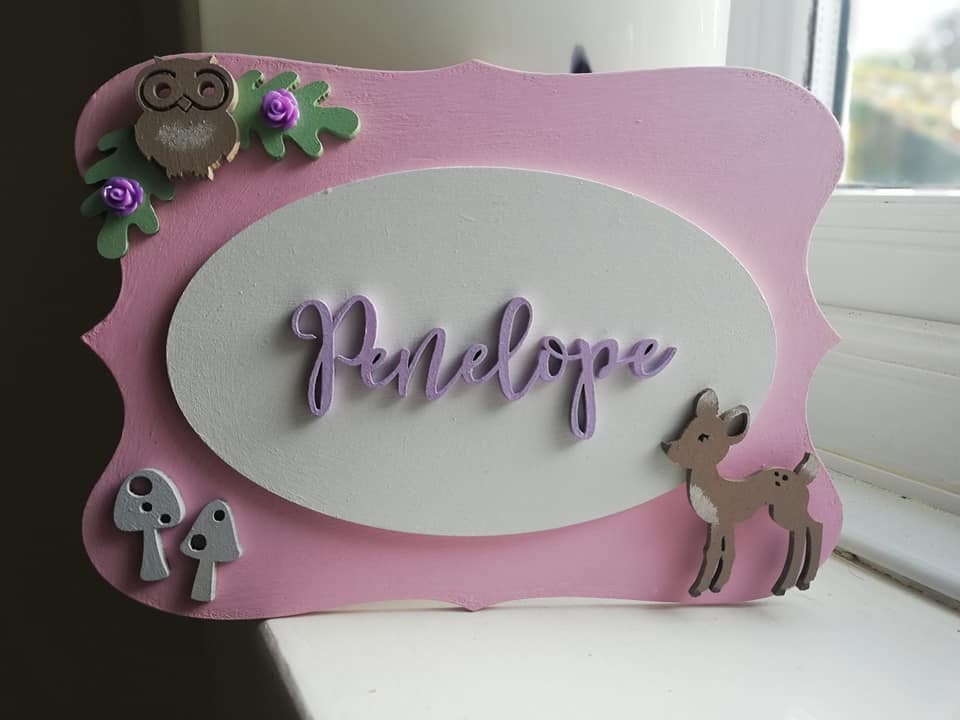 Woodland themed girls door sign bedroom door hanger ...