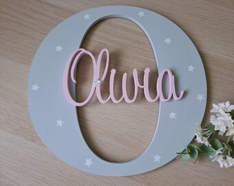 Letrero de madera personalizado con nombre: decoración para habitación de niña, pared o puerta