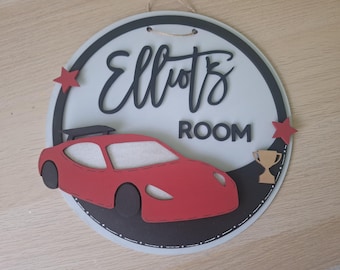 Car themed wall plaque,  car plaque, Boys bedroom sign, racing car room decor,