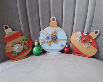 Adornos navideños de madera, decoración navideña, adornos festivos, bolas de Navidad, regalos de Navidad