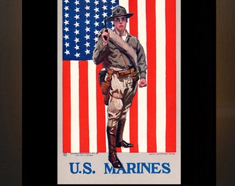 Lets Go US Marines Recruitment Poster Art 10/" x 7/" Reproduction Metal Sign M91