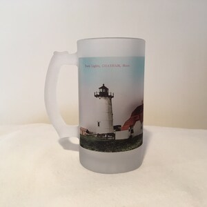 Chatham Twin Lights on Cape Cod As A Colorful Frosted Glass Beer Mug