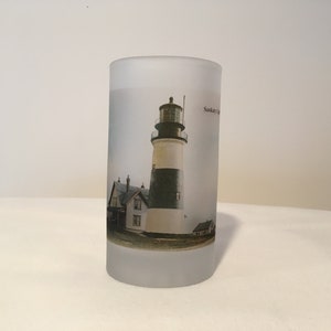 Sankaty Light on Nantucket As A Colorful Frosted Glass Beer Mug