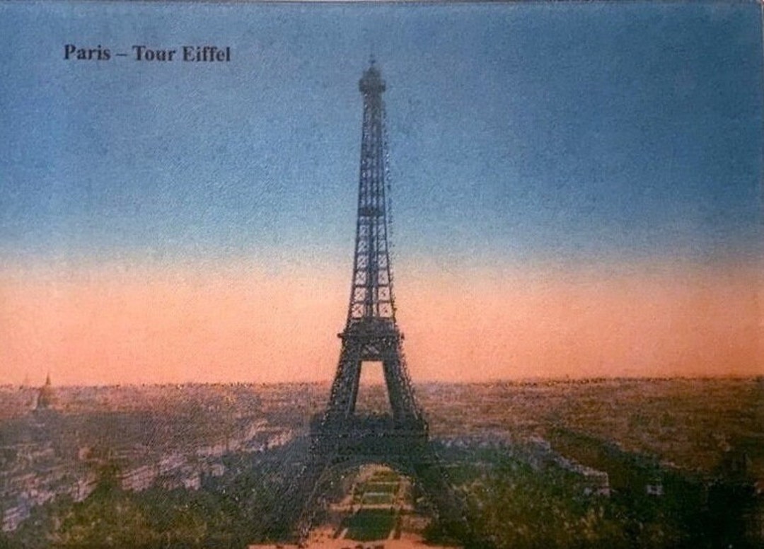 Lot De 2 Planches à Découper En Verre Peinture Tour Eiffel Paris Couple - 30x52 Cm