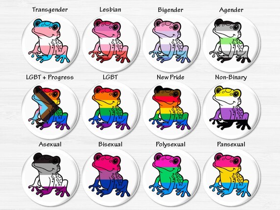 Pride Frog Rainbow Buttons Asexual Agender Bigender Etsy Denmark