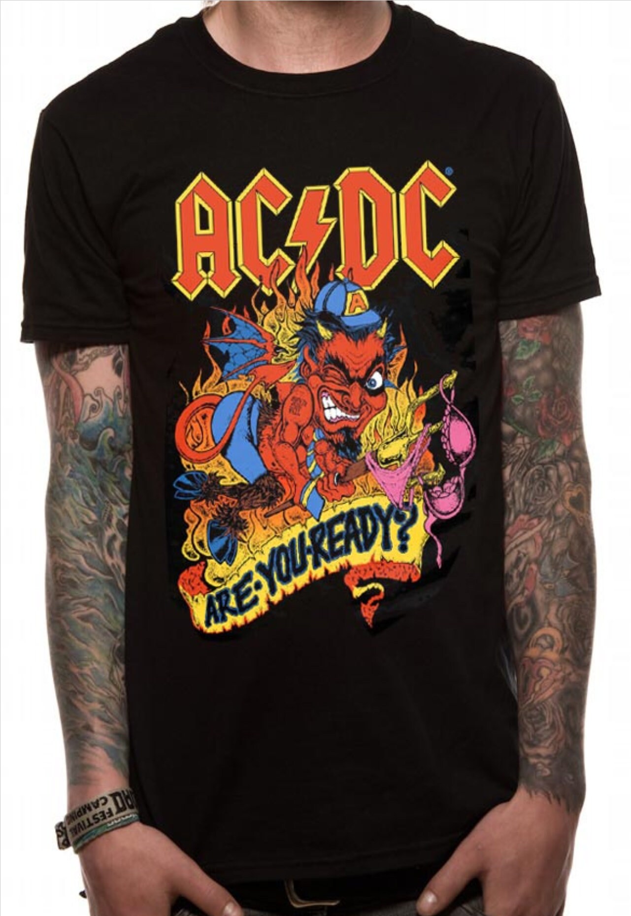 Image of Acdc Are You Ready Rock Heavy Metal Official Tee T-Shirt Mens Unisex