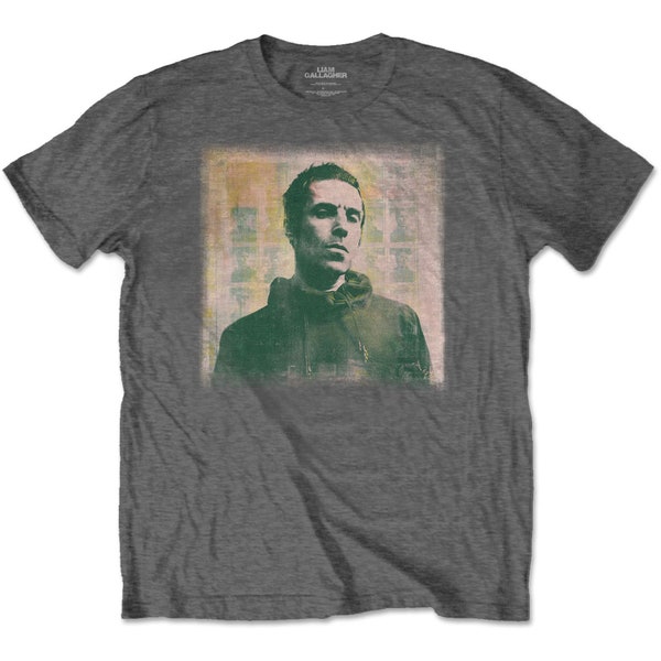 Liam Gallagher T-shirt Official - Oasis Monochrome Portrait Logo