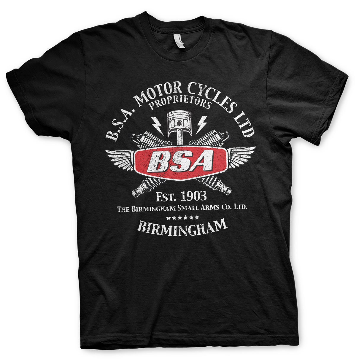 Discover BSA Vintage Motorcycles Birmingham Motorbike Official Tee T-Shirt Mens Unisex