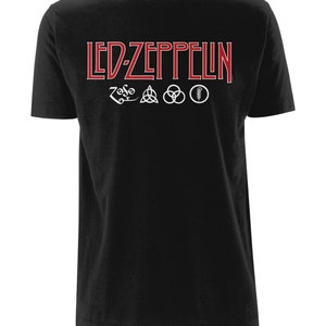 Led Zeppelin Logo and Symbols Jimmy Page OFFICIAL Tee T-Shirt Mens Unisex