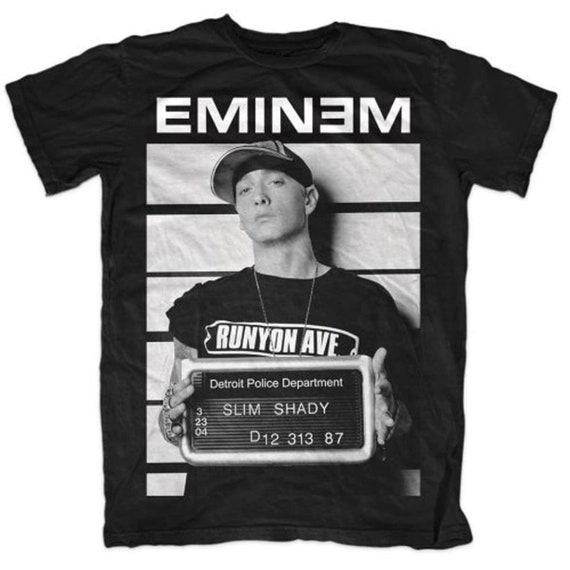 Eminem Arrest Mugshot Slim Shady Rap Rock OFFICIAL Tee T-shirt Mens Unisex  -  Sweden
