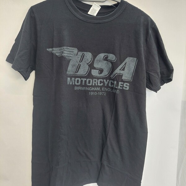 T-shirt Homme BSA Birmingham Logo British Motorcycles – Noir, Manches Courtes, 100% Coton - 11