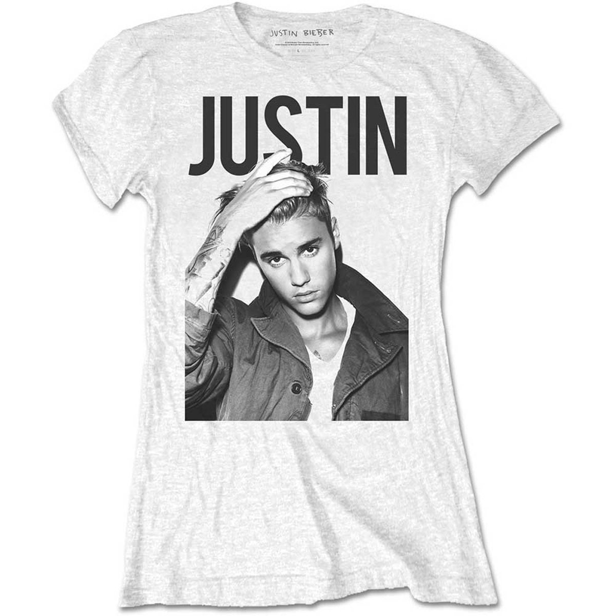 Discover Ladies Justin Bieber Grey Portrait Official Tee T-Shirt Womens Girls