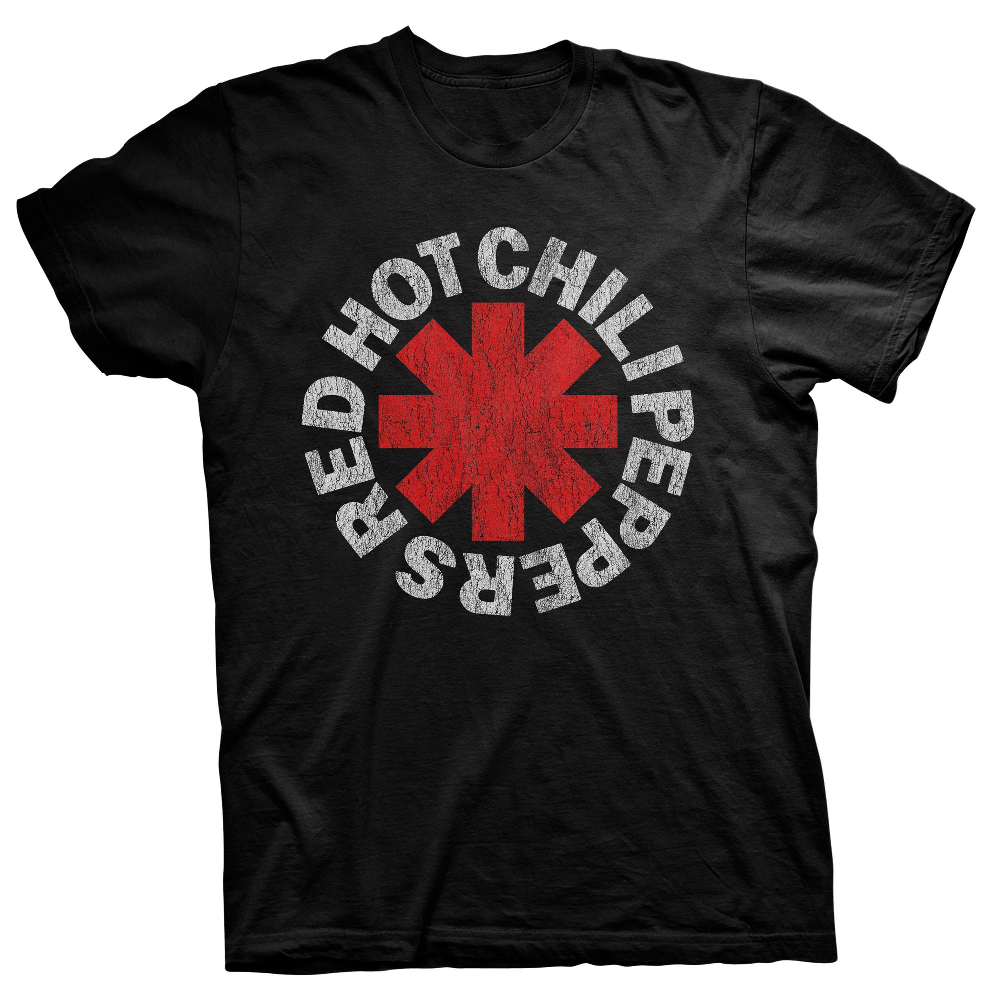 Discover Red Hot Chili Peppers Distressed Logo Rock Tee T-Shirt